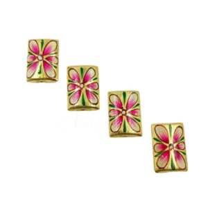 ARTMETAL0001- ARNAS 2 PCS PACK OF GOLD PLATED BRUSHED HAND PAINTED ART METAL RECTANGULAR BEADS