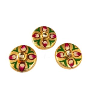 ARTMETAL0009 -ARNAS 2 PCS PACK OF GOLD PLATED BRUSHED HAND PAINTED ART METAL ROUND BEADS
