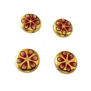 ARTMETAL0010- ARNAS 2 PCS PACK OF GOLD PLATED BRUSHED HAND PAINTED ART METAL ROUND BEADS