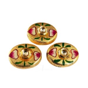 ARTMETAL0011- ARNAS 2 PCS PACK OF GOLD PLATED BRUSHED HAND PAINTED ART METAL OVAL BEADS