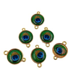 ECHARMS0001- ARNAS 4 PCS PACK OF PEACOCK FEATHER CHARMS FOR JEWELLERY | BRACELETE | RAKHI MAKING