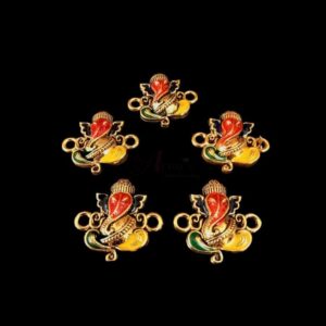 ECHARMS0011- ARNAS 2 PCS PACK OF ANTIQUE GOLDEN CUTE GANAPATI CHARMS FOR NECKLACE |BRACELET | RAKHI MAKING