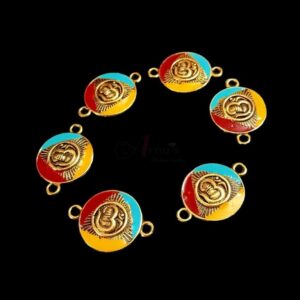 ECHARMS0035- ARNAS 2 PCS PACK OF ANTIQUE GOLDEN OM CHARMS FOR NECKLACE |BRACELET | RAKHI MAKING
