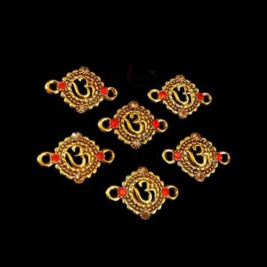 ECHARMS0036- ARNAS 2 PCS PACK OF ANTIQUE GOLDEN OM CHARMS FOR NECKLACE |BRACELET | RAKHI MAKING