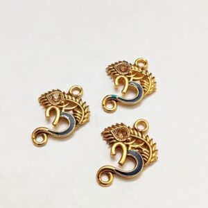 ECHARMS0038- ARNAS 2 PCS PACK OF ANTIQUE GOLDEN OM CHARMS FOR NECKLACE |BRACELET | RAKHI MAKING