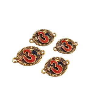 ECHARMS0039- ARNAS 2 PCS PACK OF ANTIQUE GOLDEN OM CHARMS FOR NECKLACE |BRACELET | RAKHI MAKING