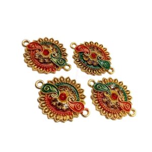 ECHARMS0044- ARNAS 2 PCS PACK OF ANTIQUE GOLDEN DESIGNER ROUND CHARMS FOR NECKLACE |BRACELET | RAKHI MAKING