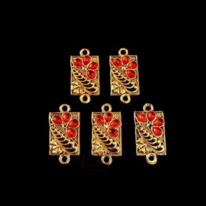 ECHARMS0045- ARNAS 2 PCS PACK OF ANTIQUE GOLDEN DESIGNER RECTANGLE CHARMS FOR NECKLACE |BRACELET | RAKHI MAKING