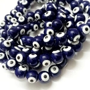 EVILEYEBEAD03- ARNAS 1 STRAND 8MM MULTICOLOR EVIL EYE BEADS FOR JEWELLERY | BRACELETE | RAKHI MAKING