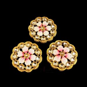 KUNDAN0029- ARNAS 2 PCS PACK OF FLORAL MOTIF KUNDAN BEADS FOR BRACELETE | RAKHI MAKING