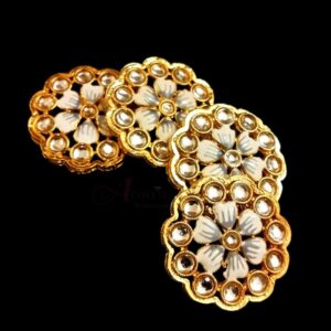 KUNDAN0032- ARNAS 2 PCS PACK OF FLORAL MOTIF KUNDAN BEADS FOR BRACELETE | RAKHI MAKING
