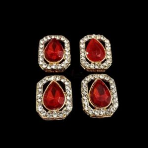KUNDAN0033- ARNAS 4 PCS PACK OF RED STONE KUNDAN FOR JEWELLERY | BRACELETE | RAKHI MAKING