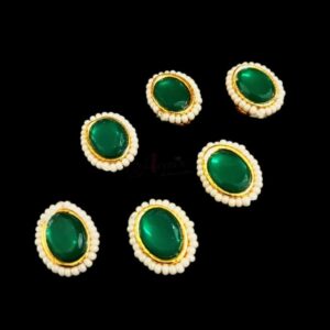 KUNDAN0039 - ARNAS 4 PCS PACK OF GREEN STONE KUNDAN BEADS FOR JEWELLERY | BRACELETE | RAKHI MAKING