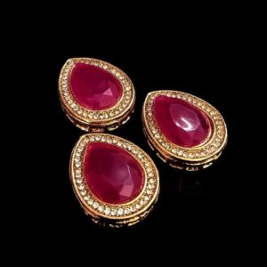 KUNDAN0043- ARNAS 2 PCS PACK OF MAGENTA STONE KUNDAN BEADS FOR JEWELLERY | BRACELETE | RAKHI MAKING
