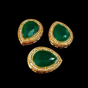 KUNDAN0044- ARNAS 2 PCS PACK OF GREEN STONE KUNDAN BEADS FOR JEWELLERY | BRACELETE | RAKHI MAKING