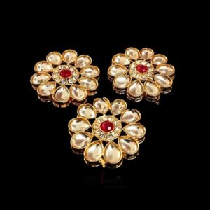 KUNDAN0055 - ARNAS 2 PCS PACK OF DESIGNER FLOWER KUNDAN FOR JEWELLERY | BRACELETE | RAKHI MAKING
