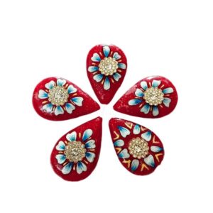 KUNDAN0069- ARNAS 2 PC OF HAND PAINTED RED STONE FOR JEWELLERY | BRACELETE | RAKHI MAKING