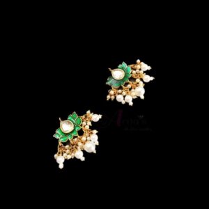 KUNDAN0100- ARNAS 1 PAIR OF LOTUS MOTIF KUNDAN BEADS FOR JEWELLERY | BRACELETE | RAKHI MAKING