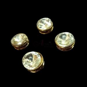 KUNDAN0110 - ARNAS 6 PCS PACK OF 16 MM ROUND CASTING KUNDAN FOR JEWELLERY | BRACELETE | RAKHI MAKING