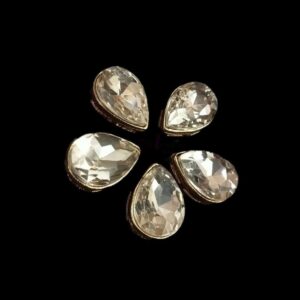 KUNDAN0112 - ARNAS 6 PCS PACK OF 19 x 9 MM DROP MOTIF CASTING KUNDAN FOR JEWELLERY | BRACELETE | RAKHI MAKING