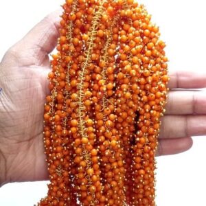 Loreal06- ARNAS 25GM GOLD PLATED LOREAL ORANGE PEARL BEADS FOR JEWELLERY MAKING