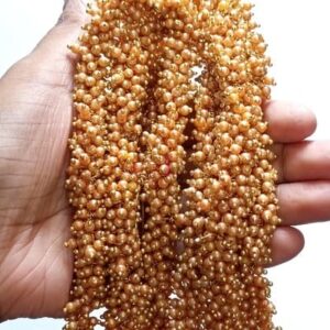 Loreal08- ARNAS 25GM GOLD PLATED LOREAL GOLDEN BROWN PEARL BEADS FOR JEWELLERY MAKING