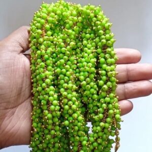 Loreal10- ARNAS 25GM GOLD PLATED LOREAL PARROT GREEN PEARL BEADS FOR JEWELLERY MAKING