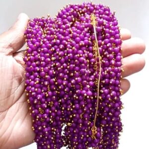 LOREAL11- ARNAS 25GM GOLD PLATED LOREAL PURPLE PEARL BEADS FOR JEWELLERY MAKING