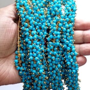 Loreal13- ARNAS 25GM GOLD PLATED LOREAL SKY BLUE PEARL BEADS FOR JEWELLERY MAKING