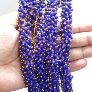 Loreal14- ARNAS 25GM GOLD PLATED LOREAL BLUE PEARL BEADS FOR JEWELLERY MAKING