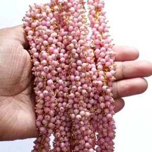 Loreal15- ARNAS 25GM GOLD PLATED LOREAL PINK PEARL BEADS FOR JEWELLERY MAKING