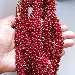 Loreal17- ARNAS 25GM GOLD PLATED LOREAL MAROON PEARL BEADS FOR JEWELLERY MAKING