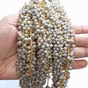 Loreal19- ARNAS 25GM GOLD PLATED LOREAL GREY PEARL BEADS FOR JEWELLERY MAKING