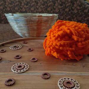 Pompom05- ARNAS 5 METER PACK OF ORANGE POMPOM LACE