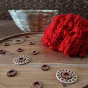 Pompom06- ARNAS 5 METER PACK OF RED POMPOM LACE