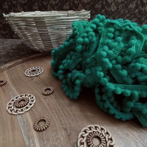 ARNAS 3 METER PACK OF LIGHT SEA GREEN POMPOM LACE