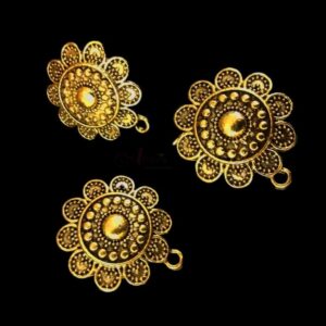TOPg0024- 3 PAIRS PACK OF GERMAN GOLDEN | OXIDIZED DESIGNER ROUND GOLDEN SINGLE LOOP STUD TOP FOR EARRING MAKING