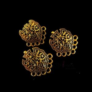 TOPg0025- 3 PAIRS PACK OF GERMAN SILVER | OXIDIZED DESIGNER GOLDEN SEVEN LOOP STUD TOP FOR EARRING MAKING