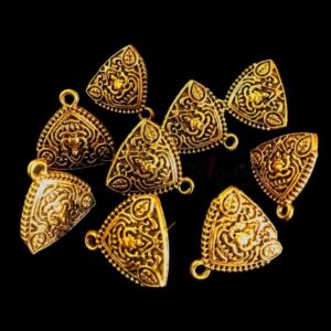 TOPg0026- 3 PAIRS PACK OF GERMAN GOLDEN | OXIDIZED TRIANGLE MOTIF GOLDEN SINGLE LOOP STUD TOP FOR EARRING MAKING