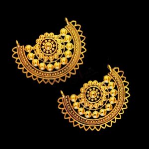 TOPg0032- 3 PAIRS PACK OF GERMAN GOLDEN | OXIDIZED SEMI ROUND GOLDEN STUD TOP FOR EARRING MAKING