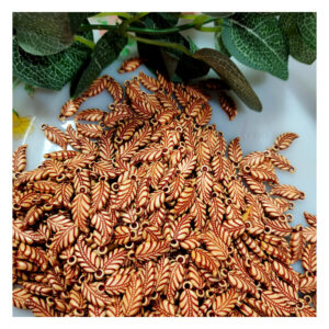 WOODEN0012- 1 PACK OF LEAF MOTIF WOODEN BEADS FOR BRACELETE | RAKHI MAKING (25 gm)