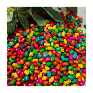 WOODEN0013- 1 PACK OF MULTICOLOR WOODEN BEADS FOR BRACELETE | RAKHI MAKING (25 gm)