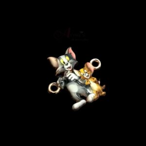ECHARMS0049- ARNAS 2 PCS PACK OF ANTIQUE GOLDEN CUTE TOM & JERRY CHARMS FOR NECKLACE | BRACELET | RAKHI MAKING