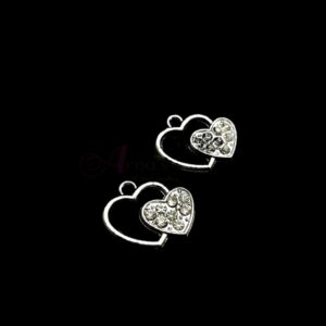 ECHARMS0079- ARNAS 2 PCS PACK OF ANTIQUE SILVER HEART CHARMS FOR NECKLACE | BRACELET | RAKHI MAKING