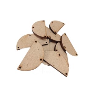 MDF0005- ARNAS 10 PCs PACK OF 3.8 CM X 2 CM SEMI ROUND MOTIF MDF BOARD CUTOUT FOR EARRINGS MAKING| CRAFTING MATERIAL