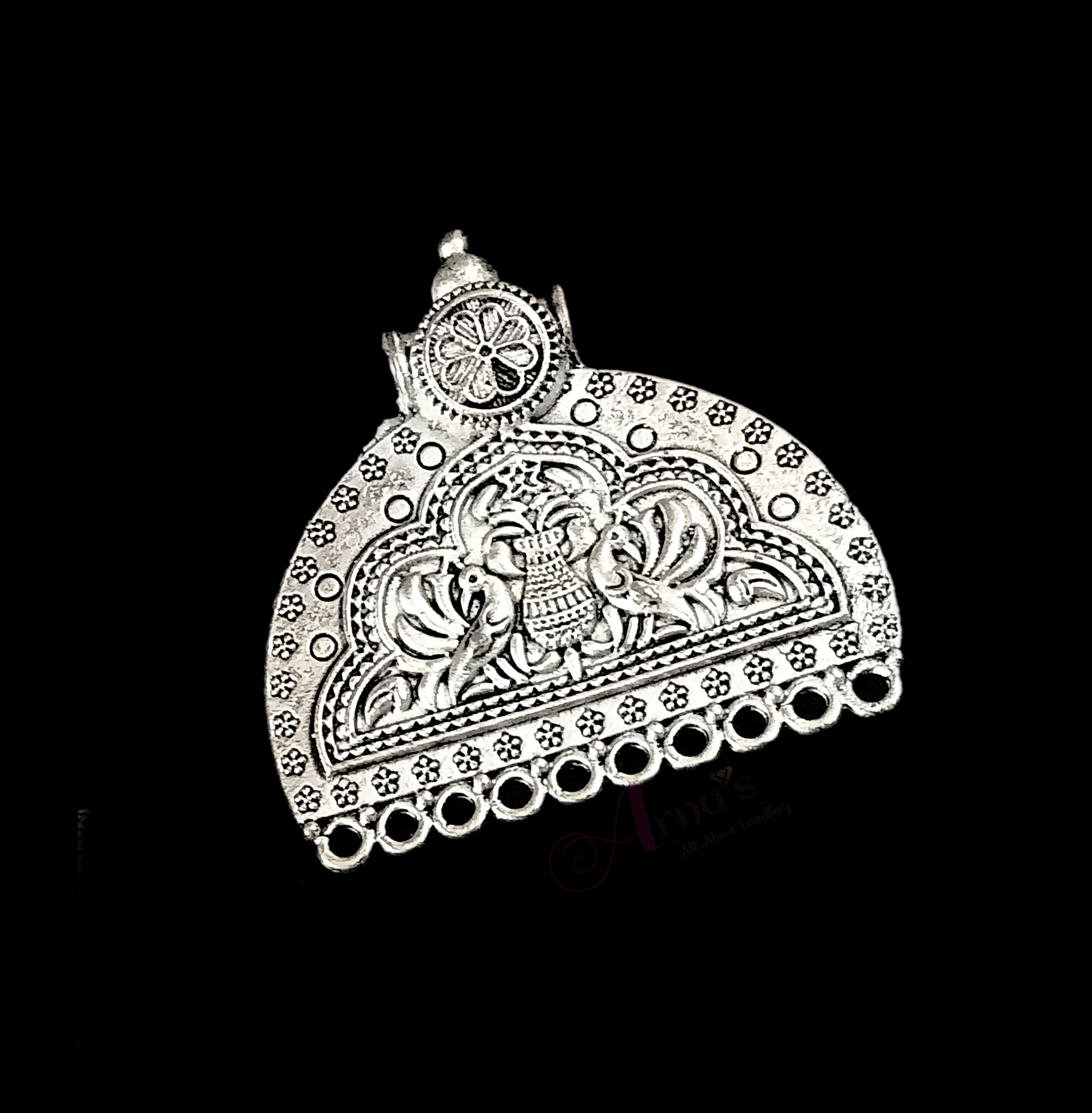 OXIS0051- 1 PC PACK OF SILVER SEMI ROUND GERMAN SILVER PENDANT