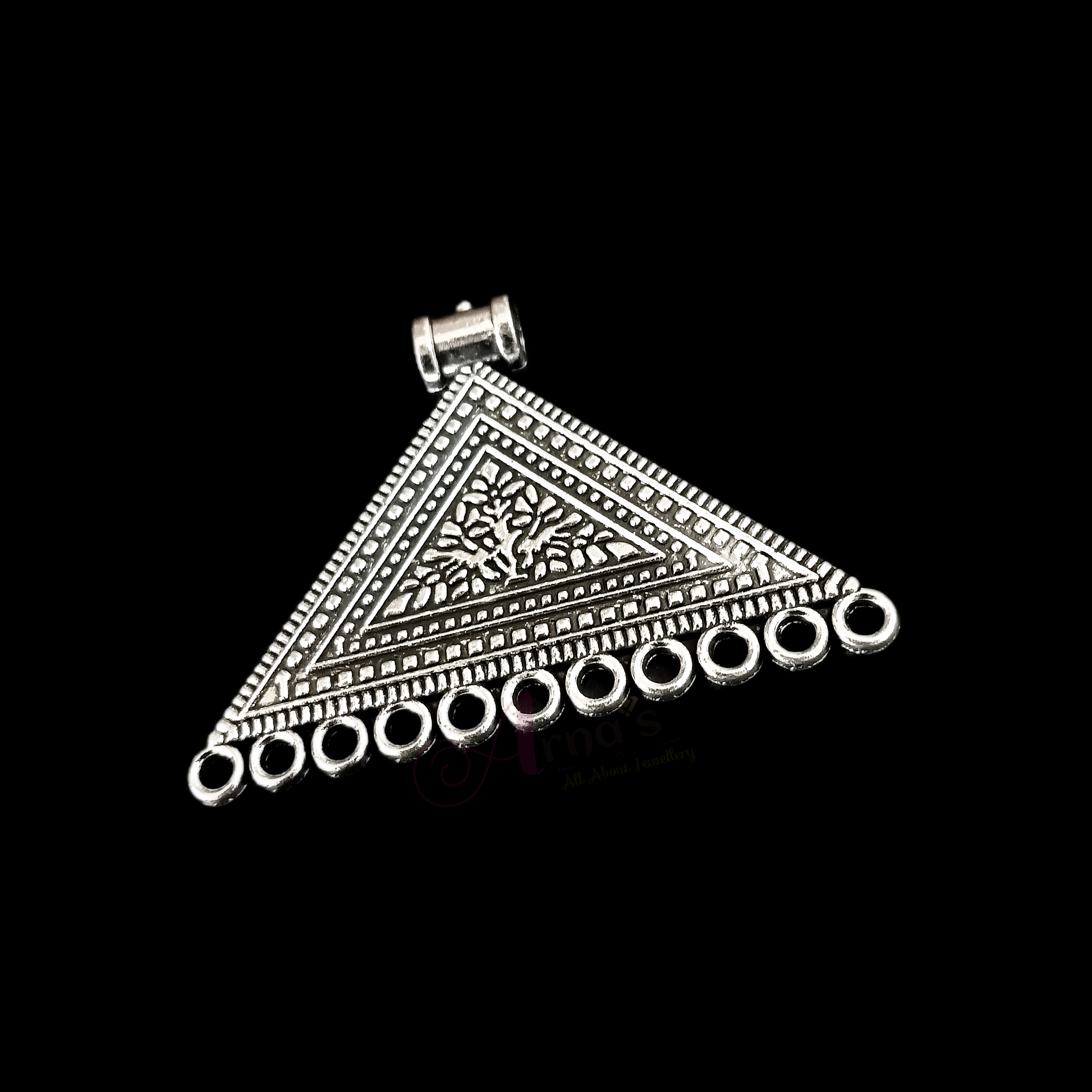 OXIS0058- 2 PC PACK OF SILVER TRIANGLE MOTIF GERMAN SILVER PENDANT