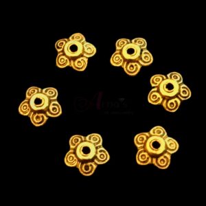 CAPg0003- ARNAS 54 PIECES PACK OF GOLDEN OXIDIZED| GERMAN SILVER CAP FOR JEWELLERY MAKING – 25 GM PACK