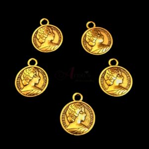 COINg0007- ARNAS 29 PIECES PACK OF GOLDEN OXIDIZED| GERMAN SILVER COIN FOR JEWELLERY MAKING – 30gm PACK