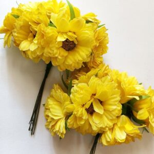 FLOWER0023- 6 PCs PACK OF YELLOW FABRIC FLOWER